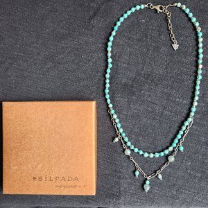Silpada Sterling Silver blue-green howlite necklace 16-18in
